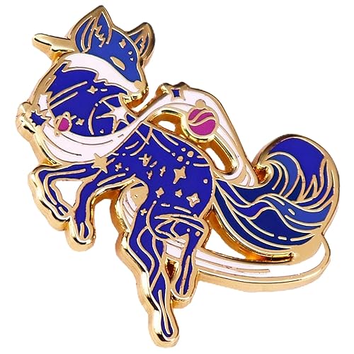 Ficsowy Cosmic Fox Enamel Pin Badge Cute Fox with Glitter Galaxy Background Lapel Pin for Backpack Hat Jacket Bag