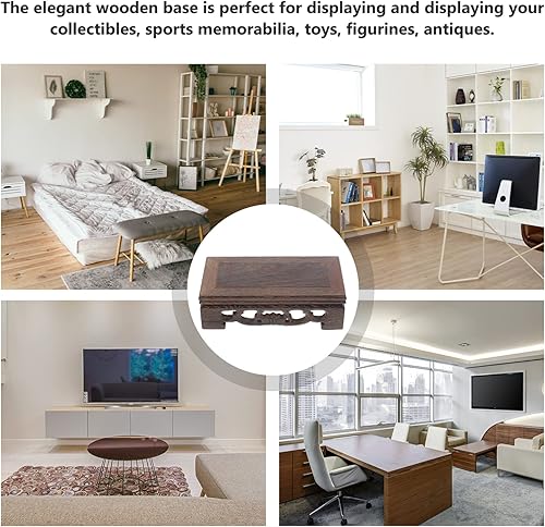 Miniatura 8 de Zerodeko Base de elevación de madera maciza Tetera Base de madera Base de tetera cuadrada Soporte de cristal Tetera Ornamento de madera Soporte de