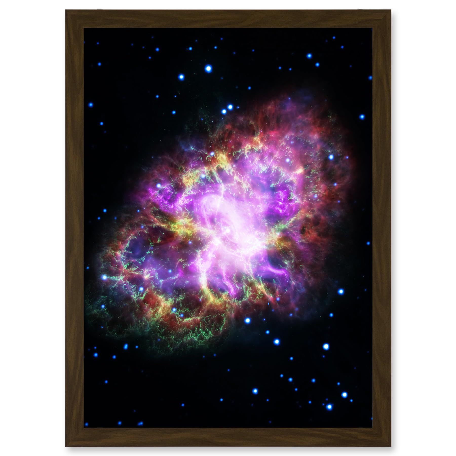 Artery8 Hubble Space Telescope Image Multiwavelength Crab Nebula Detailed Composite From VLA Spitzer Hubble XMM-Newton And Chandra X-Ray Observatory Artwork Framed A3 Wall Art Print