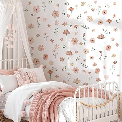 Amazon.com: Boho Flower Wall Decals, Daisy Wildflower Wall Stickers ...