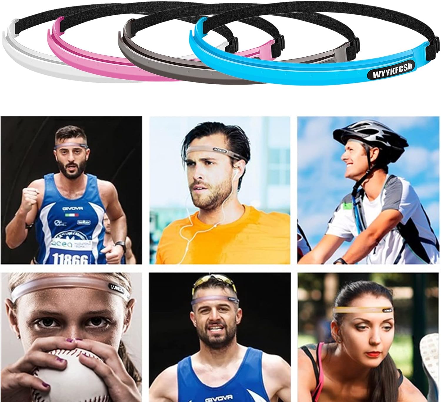 Sweat Bands Headbands Men Women, Silicon Adjustable Slim Sweatbands for Adult Kids Sports Workout Exercising as Running Gym Fitness Yoga Hiking Basketball etc : Sports & Outdoors