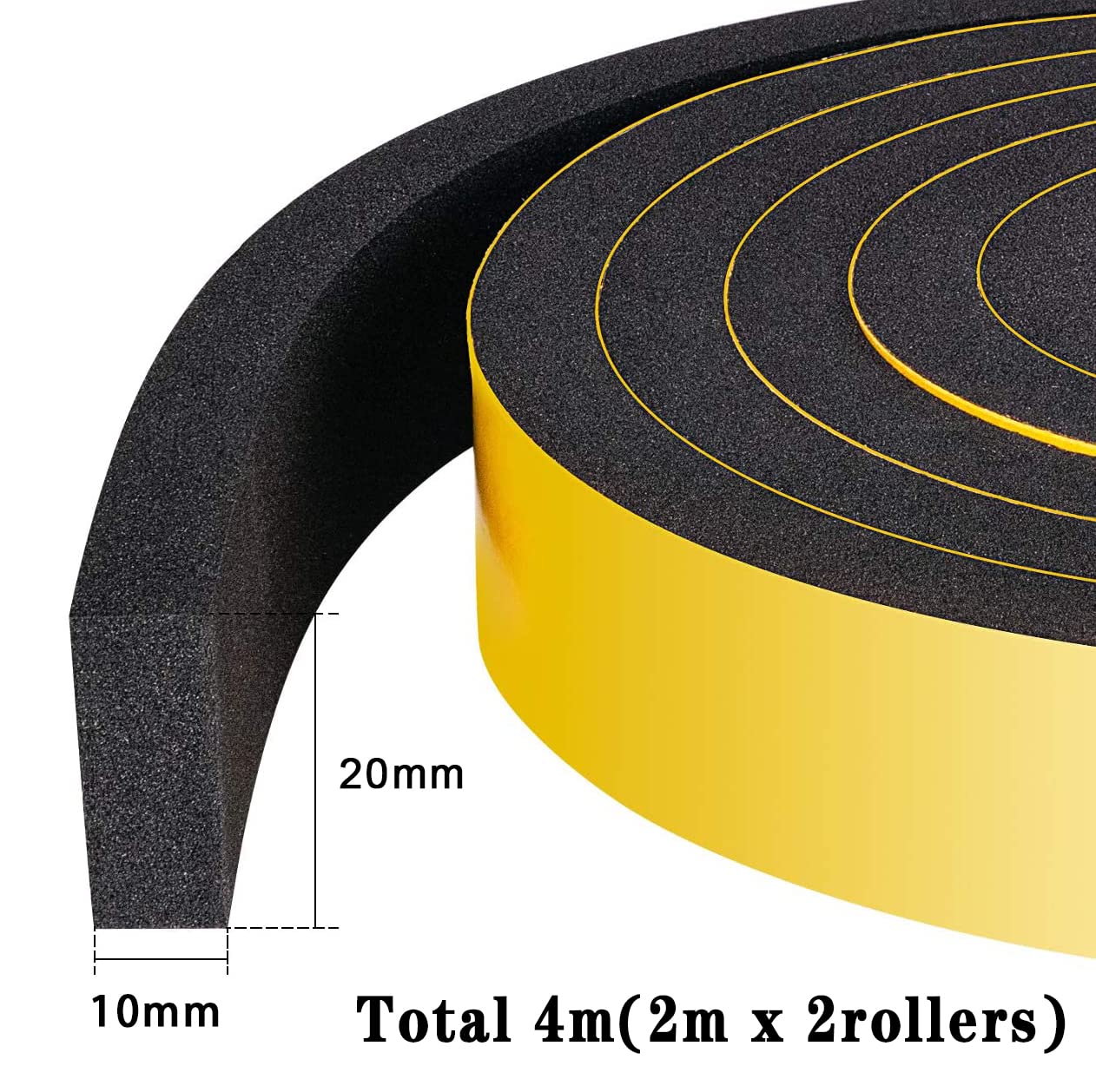 Bande D'Étanchéité Autocollante Noire 15x10mm - 6 Mètres - Joint Porte/Fenêtre Anti-Bruit, Courant D'Air, Poussière