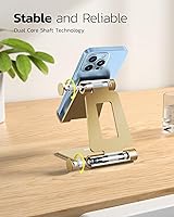 Vista 4 de Nulaxy soporte para teléfono celular doble plegable, soporte de escritorio plegable totalmente ajustable compatible con iPhone 17 16 15 14 13 12 11