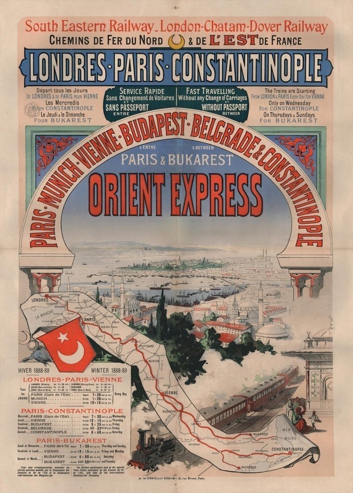 World of Art GlobalVintage Travel Orient Express 'The Very First Orient Express Poster', 1888, Jules Cheret, Reproduction 200gsm A3 Vintage Travel Poster