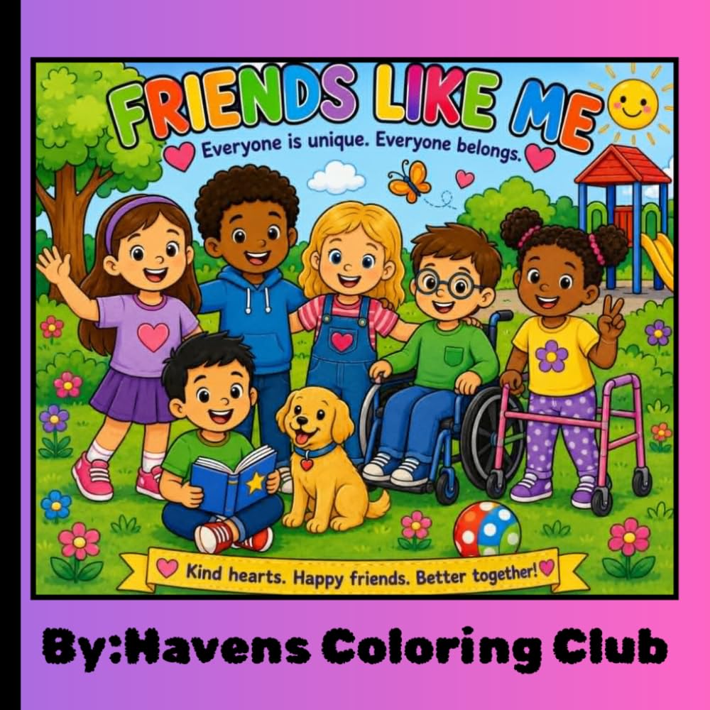 Friends Like Me: Celebrating Different Abilities, Friendship, Kindness, Diversity, Acceptance, and Disability Awareness Through Fun Coloring Pages