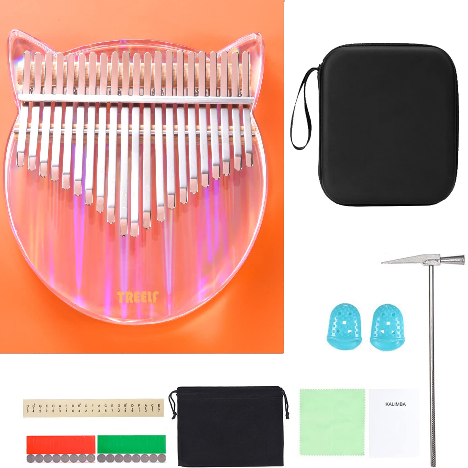 Kalimba Daumenklavier 21 Tasten Acryl Regenbogen Klar Transparent Musikinstrument Geschenk Kinder Erwachsene Anfänger