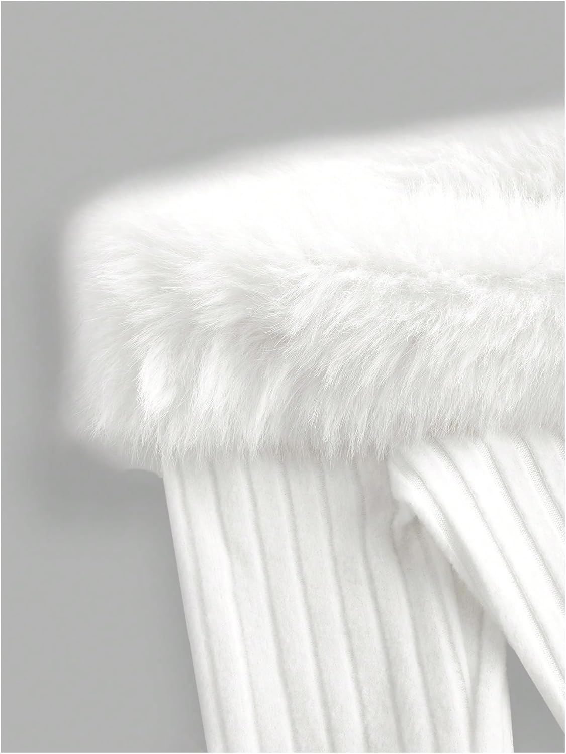 WDIRARA Women's Faux Fur Off Shoulder Crop Coat Zip Up Fuzzy Jackets Long Sleeve Knitted Outerwear - Image 3