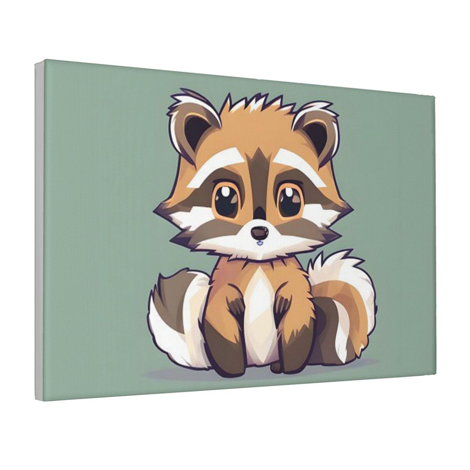 Framed Wall Art for Living Room Art Work, Cartoon cute raccoon Picture Prints Modern Office Wall Paintings Poster Aesthetic Wall Decorations for Home Decor Ready To Hang 12"x18"