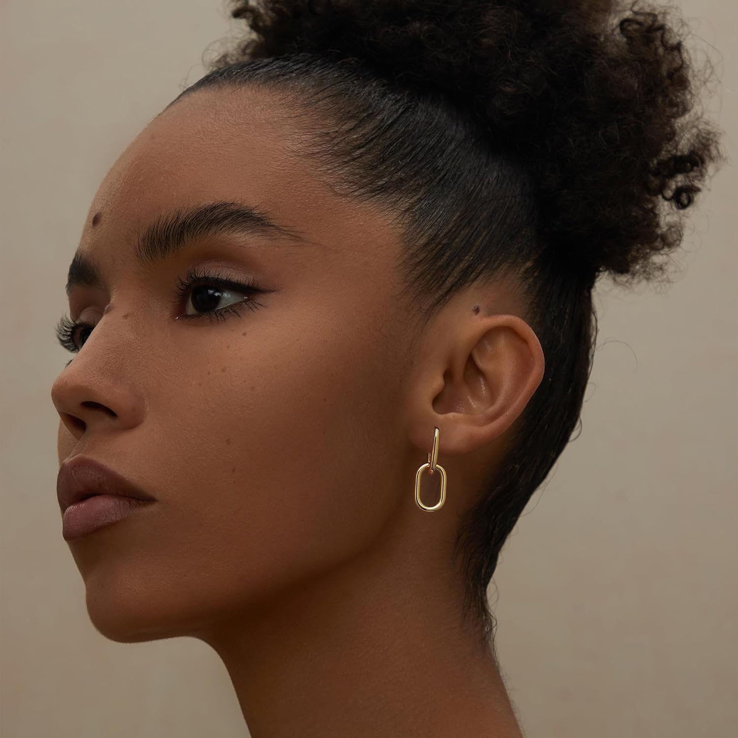 14K Gold Convertible Paperclip Link Earrings,925 Sterling Silver Post Geometric Circle Twist Huggie Hoop Earrings, Drop Dangle Earrings for Women - Image 2