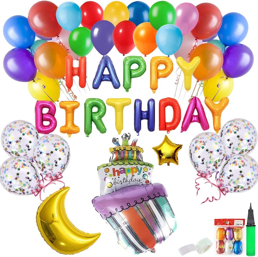Birthday Decorations, Joso Party Supplies for Kids Adult, 55 Pack Party Birthday Decor Kit Set, Happy Birthday Banner, All in One Package for 1st 18th 19th 20th 21st 22nd 24th 25th 30th Party Decors