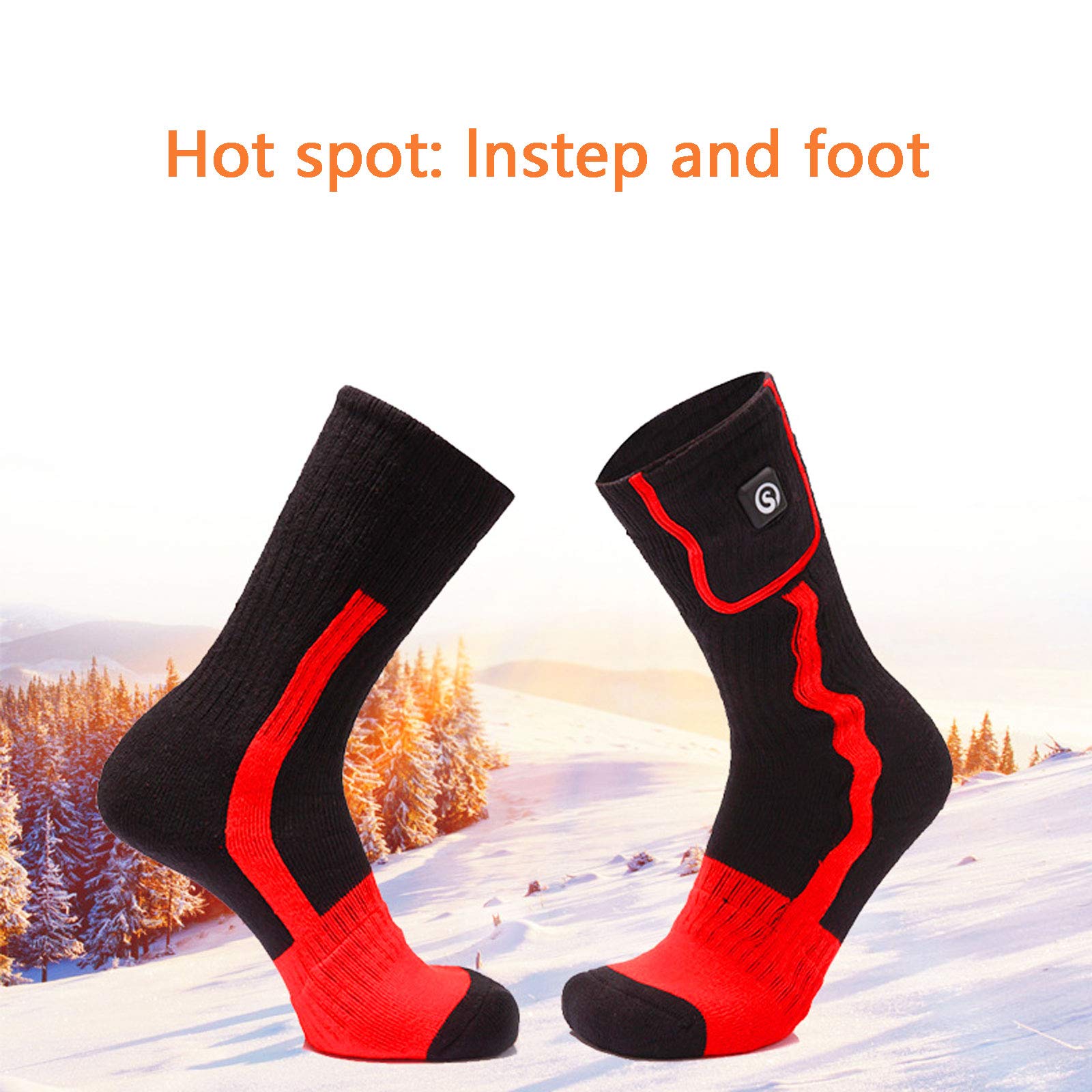NANANA Calze Riscaldate per Sci Invernali, 7.4v 2200mah Calzini Riscaldati con 3 Temperature Invernali Calze Riscaldate a Batteria per Ciclismo, Pesca, Trekking, Campeggio,XL