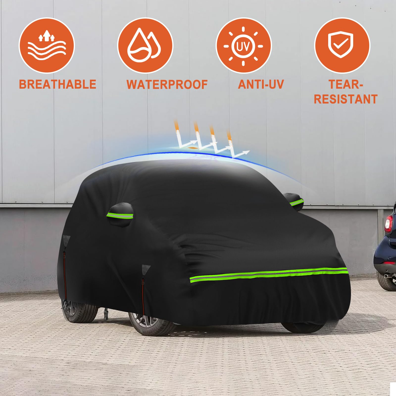 Waterdichte autohoes voor buiten, compatibel met Smart Fortwo (W453