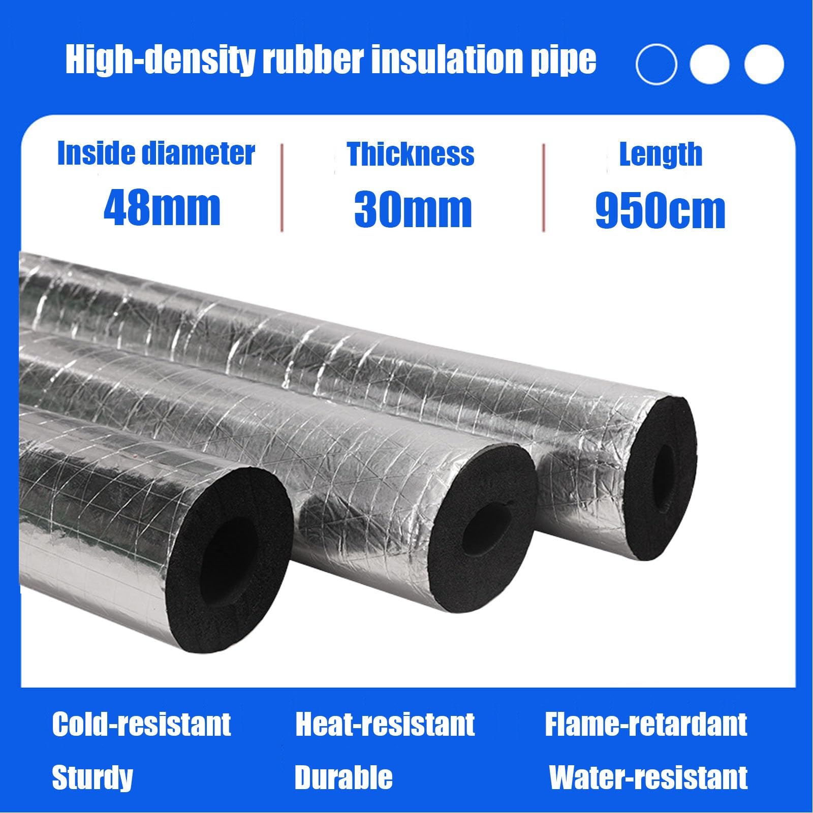 Guaina Isolante In Gomma, Tubo Isolante Antigelo Per Esterni, ID 22-219MM Isolante Per Tubi In Foglio Di Alluminio Autosigillante, Impermeabile, Utilizzato Per Tubi Dell'acqua Fredda E Calda 95CM ( Si