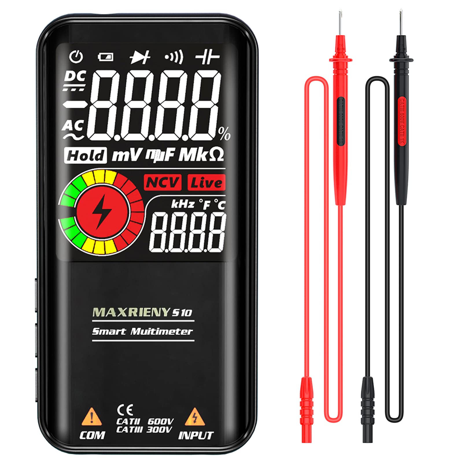 Multimètre écran LCD S10 test tension capacité NCV