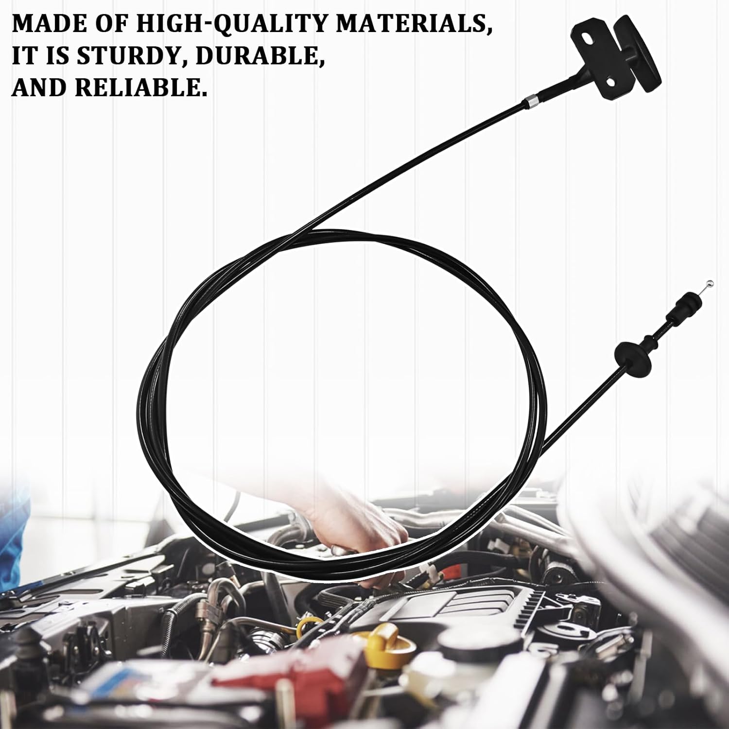 Hood Release Cable with Pull Handle, Replacement for No.14039963 for Chevrolet Suburban C10 1984-1986 and GMC Suburban C1500 1984-1986, Durable Black Plastic Hood Latch Release Cable (1PC)