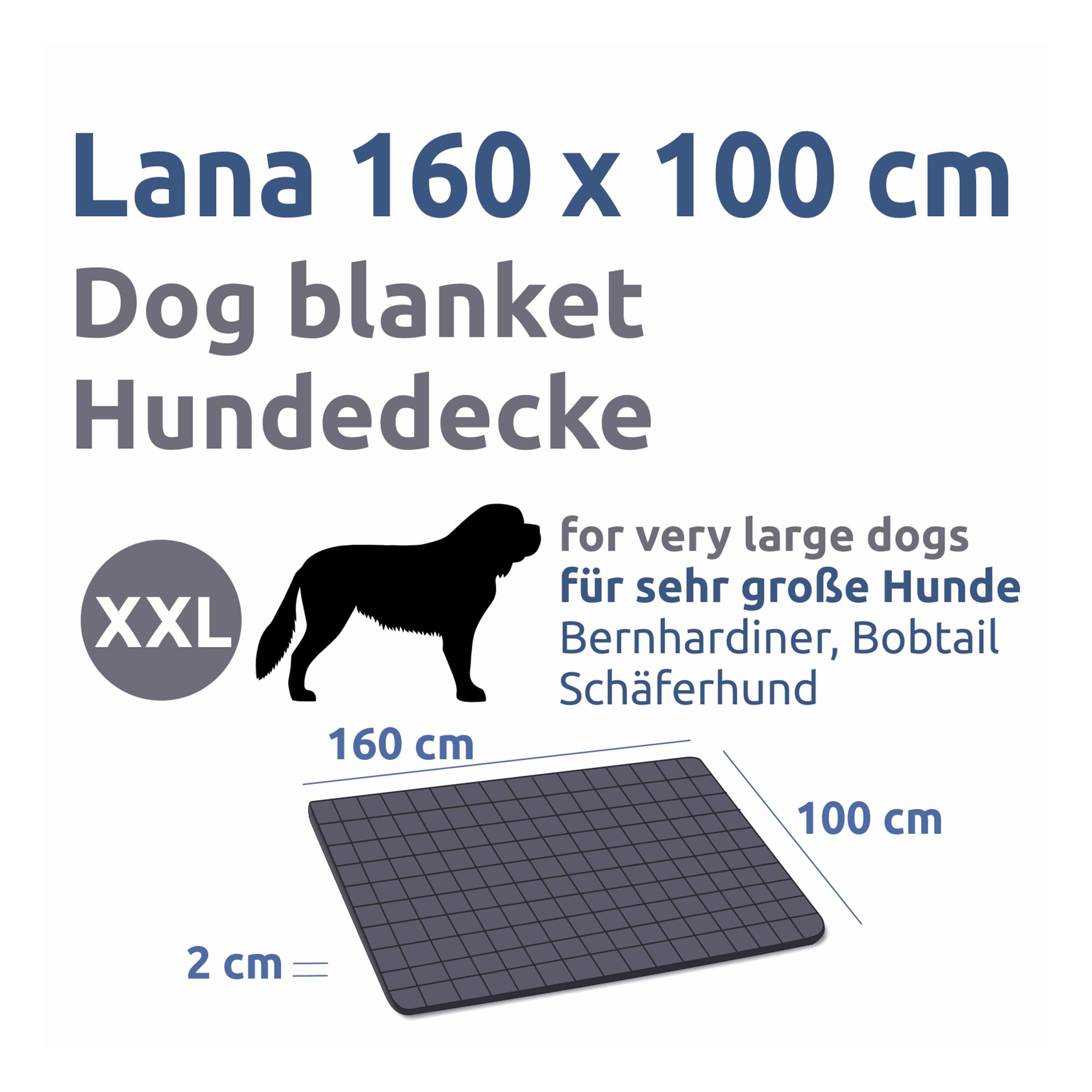 your GEAR Lana Hundematte XXL 160x100 cm – Hundedecke waschbar 60°C – Wasserdicht & Robust – Baumwolle Hundekissen – Auto Kofferraummatte Sofaschutz – XXL Haustiermatte