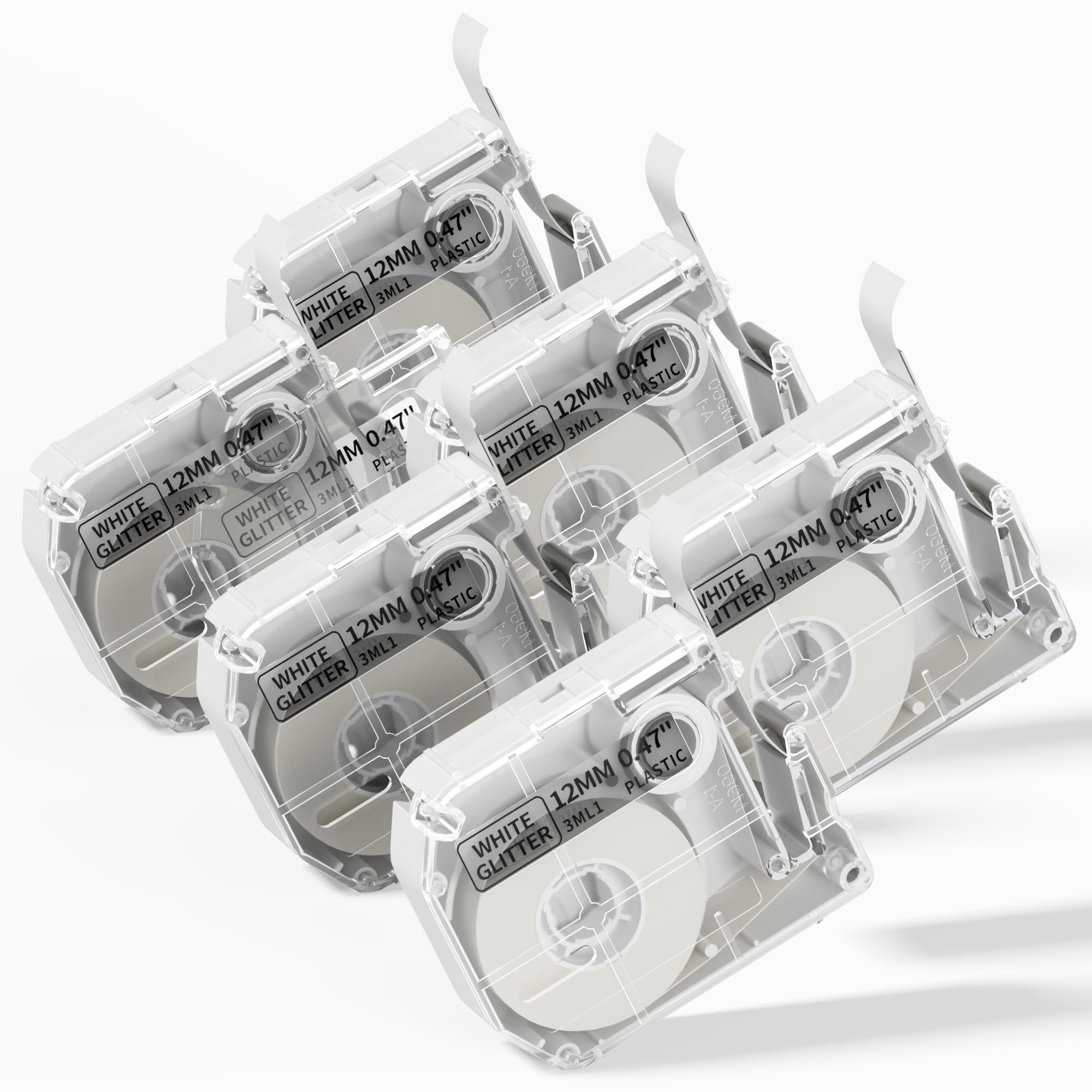 PhomemoM960 Black on Clear Label Tape,Label Maker Tape for PT-M95 PT-90 PT-70 PT-65 PT-85,M960 Label Printer, Compatible with P Touch M Tapes,M231 MK231 (6 Pack,12mm 0.5 Inch, 4m)