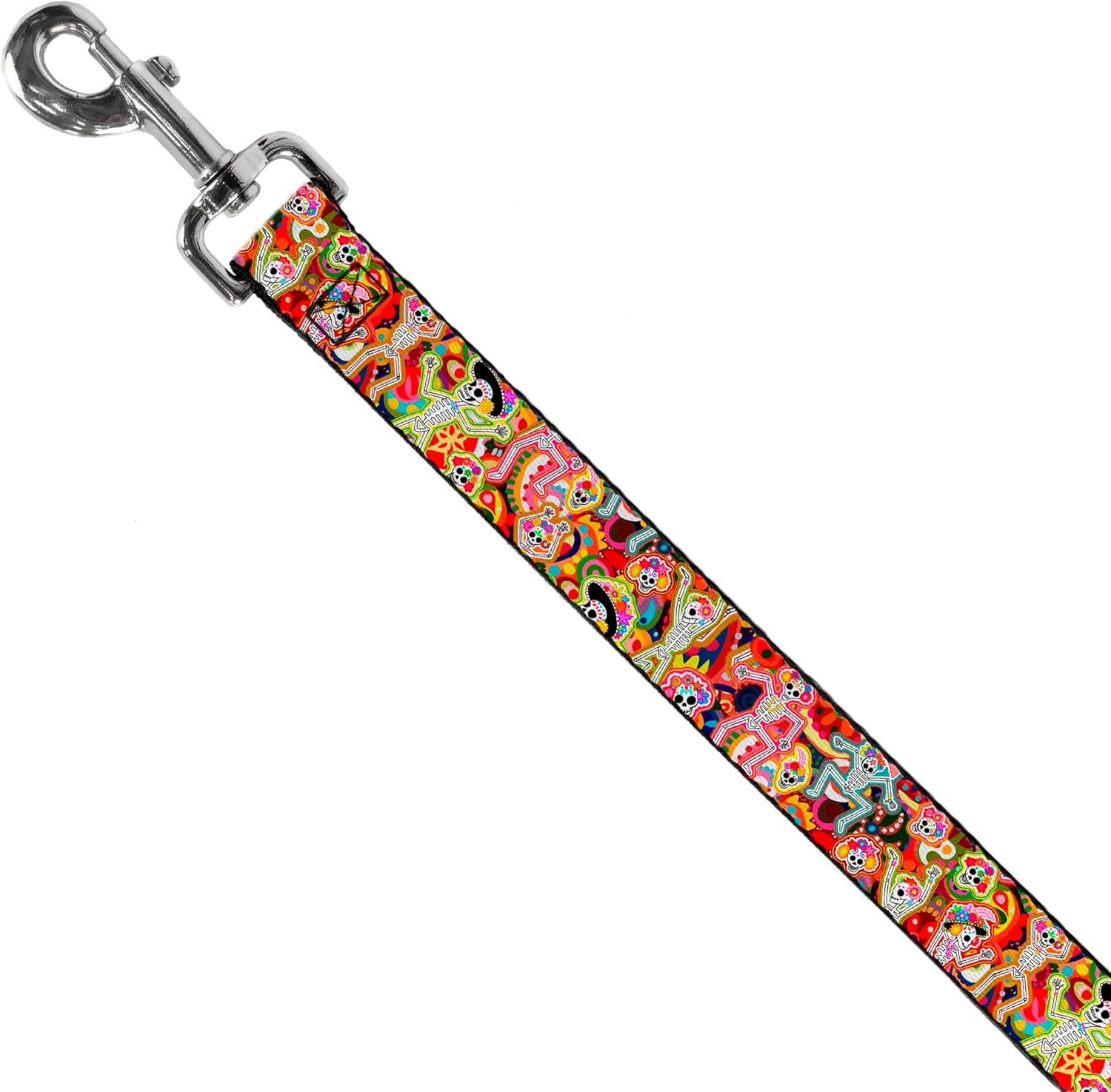 Buckle-Down Pet Leash - Dancing Catrinas Collage Multi Color - 4 Feet Long - 1.5" Wide