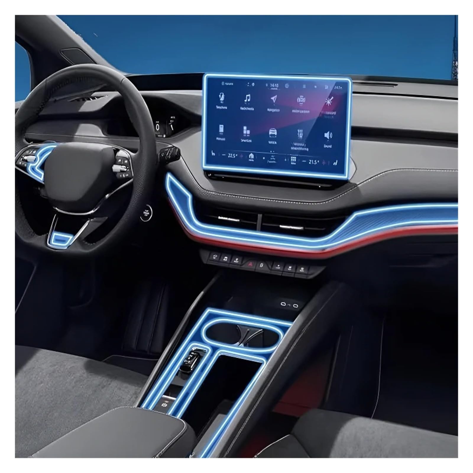 Navigation Schutzfolie Für Skoda Für ENYAQ IV 20 Modelle Dashboard Multimedia GPS Konsole Navigation Transparente Anti-Scratch-Schutz Film(Right Hand Drive)