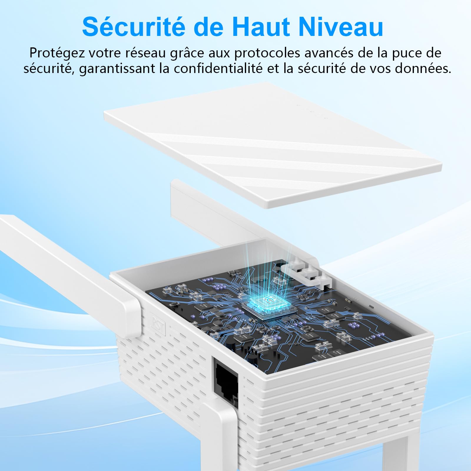 Répéteur WiFi, Amplificateur WiFi 2.4GHz Puissant Répéteur WiFi sans Fil, 4 Antennes, Port Ethernet, 300Mbps WiFi Extender Booster Compatible avec Toutes Les Box Internet, Augmente la Couverture - 5