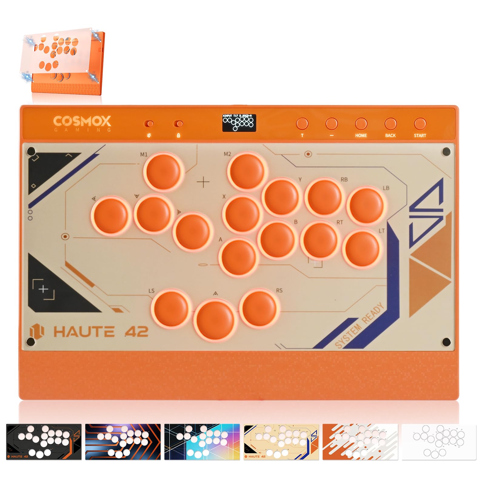 Leverless Controller Arcade Stick: Magnetischer, hebelloser Arcade-Stick mit RGB-Felgen, Premium-Haute42 C16 Arcade-Controller für PC/PS4/Switch-Spiel mit Sperrtaste, unterstützt Hot Swap und