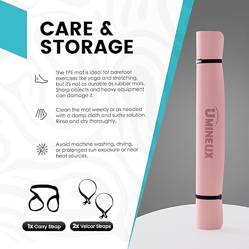 Miniatura 6 de UMINEUX Tapete de yoga grande para hombres y mujeres de 14 y 25 pulgadas, extra grueso, TPE para entrenamiento en casa, gimnasio, antideslizante,