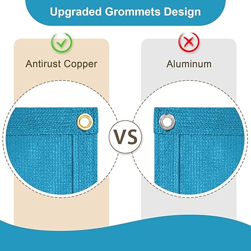 Miniatura 5 de LOVE STORY Sombra solar de 10 x 12 pies con ojales, protección UV 95% para patio al aire libre, turquesa