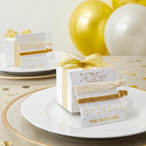 Miniatura 2 de BLUE PANDA Paquete de 24 soportes elásticos para cola de caballo para revelación de género, recuerdos de fiesta de baby shower para invitados (3