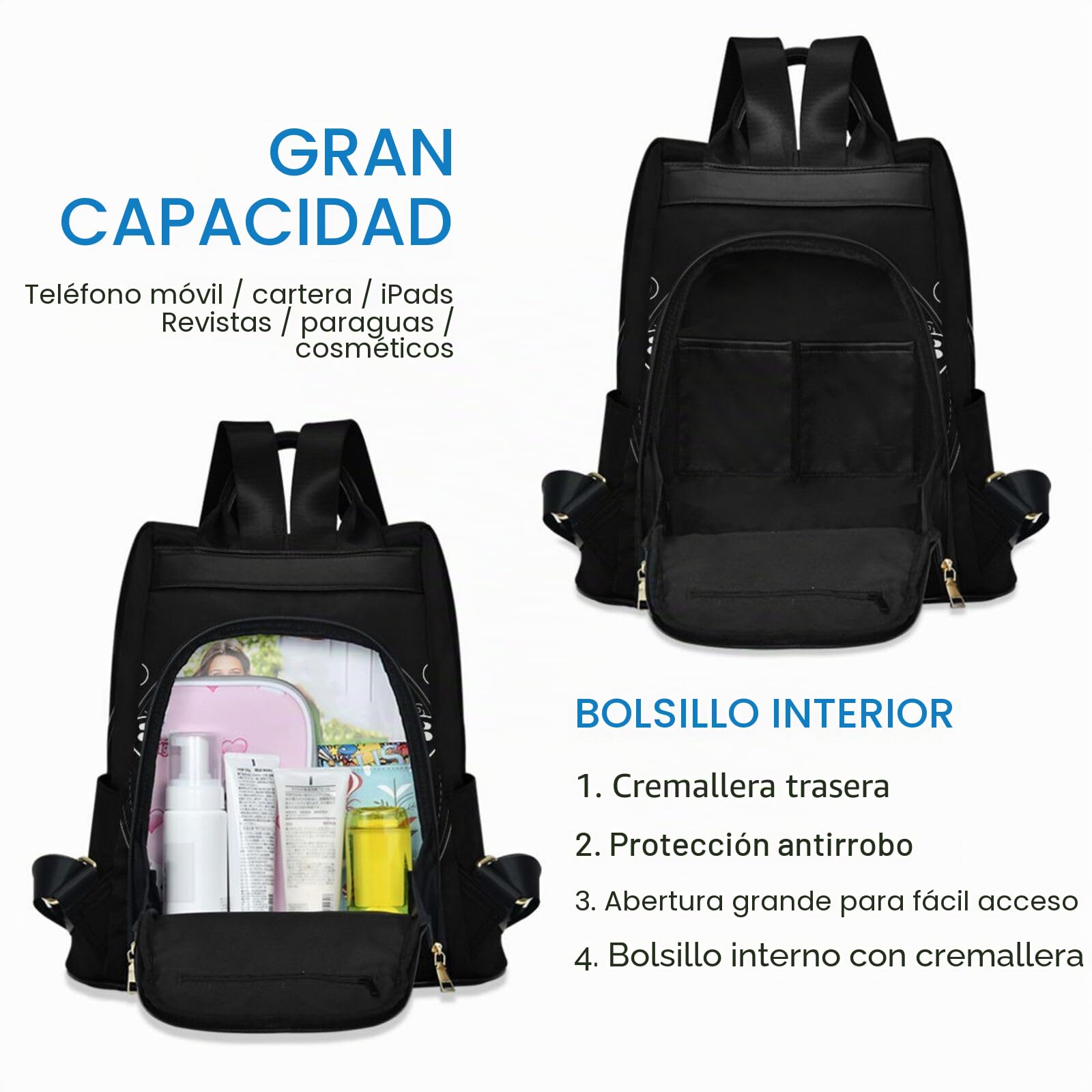 ALAZA Mochila antirrobo para mujer, mochila de viaje, bolsa de hombro, calavera, rosas y araña, mochila de moda, casual, mochila de día, colgante de bola de pelo