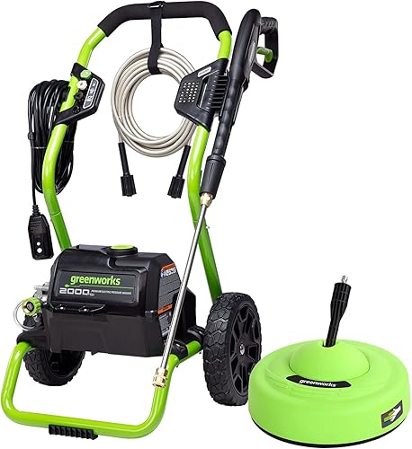Greenworks 2000 Max PSI 1.1 GPM (13 Amp) Lavadora a presión eléctrica GPW2000-1RG + limpiador de superficies accesorio universal 30012