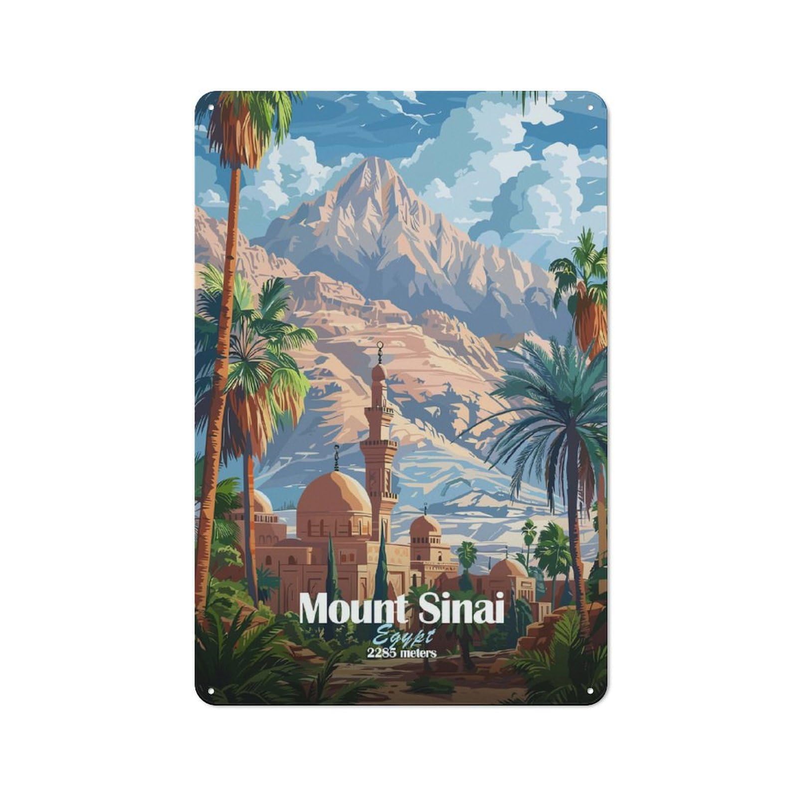 Tin Wall Plaque 30x20cm with Mount Sinai Egypt for Guest Room Or Hallway, for Garage, Workshop And Man Cave Decoration