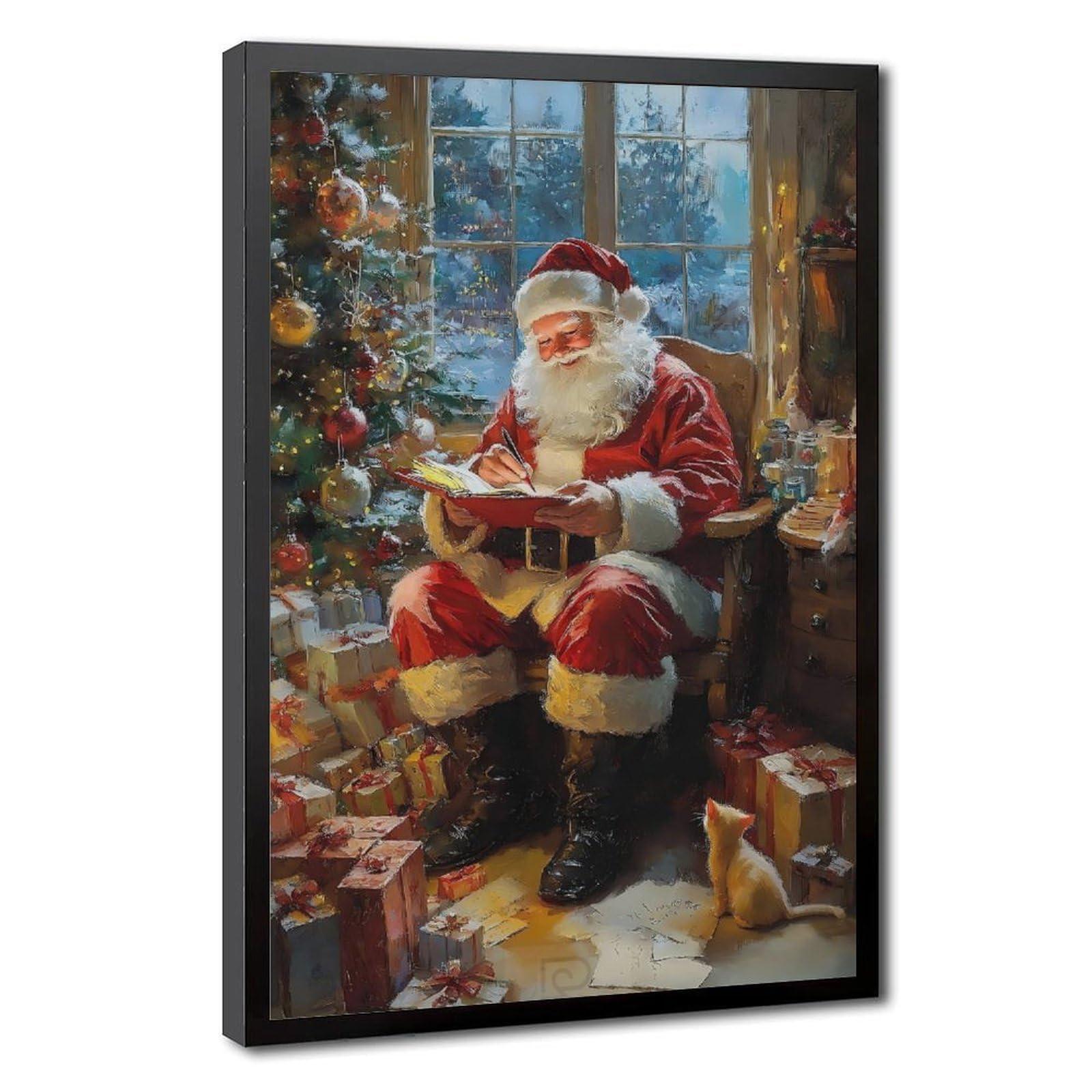 Bareronor Vintage Santa Claus Canvas Poster for Office Decor Gift