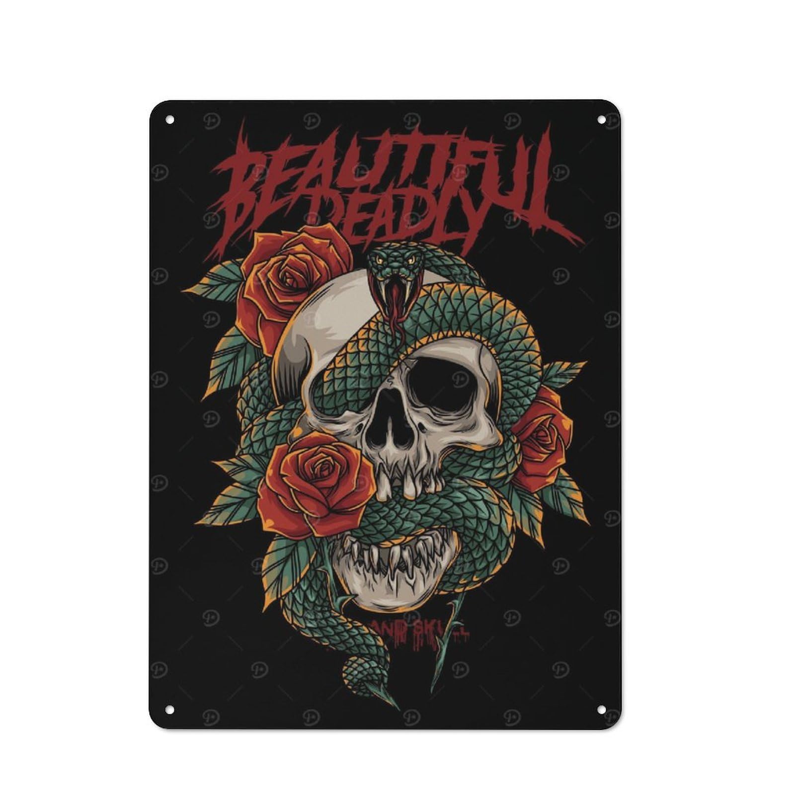 Junmoney Viper And Skull With Text Simple Retro Tin Sign 40X30cm, Office Wall Decor For Hobby Room, Office, Lounge Or Living Room