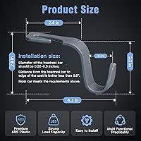 Vista 5 de Amooca - Gancho para reposacabezas de asiento de coche, 4 unidades, organizador de almacenamiento universal para bolso de mano, abrigo, tipo S, Gris