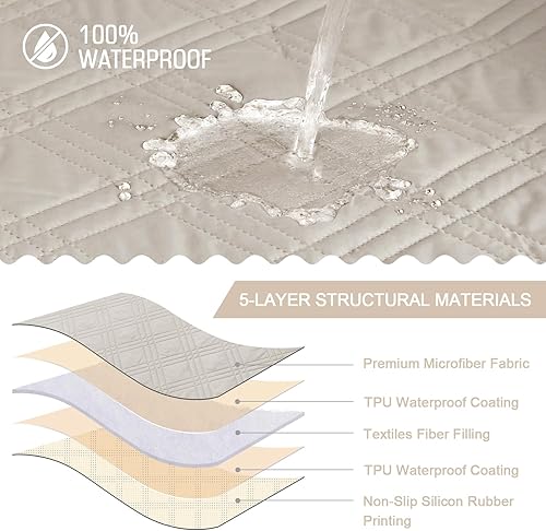 Miniatura 33 de TAOCOCO Funda para silla reclinable 100% impermeable, fundas antideslizantes para silla reclinable con bolsillo, protector de muebles lavable