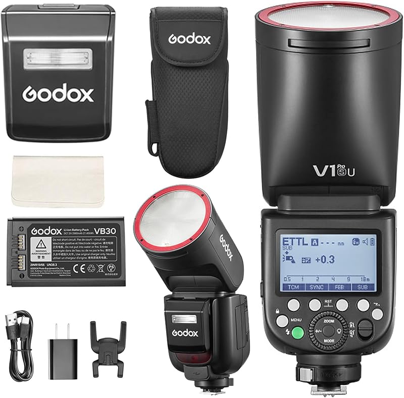 Godox V1 Pro S USA Version Flash for Sony, V1Pro-SU 76Ws TTL Speedlite | Detachable Sub Flash, USB-C Charge Battery, 2.4G Wireless 1/8000 HSS, GODOX V1Pro-S U Round Head Flash Speedlight for Sony