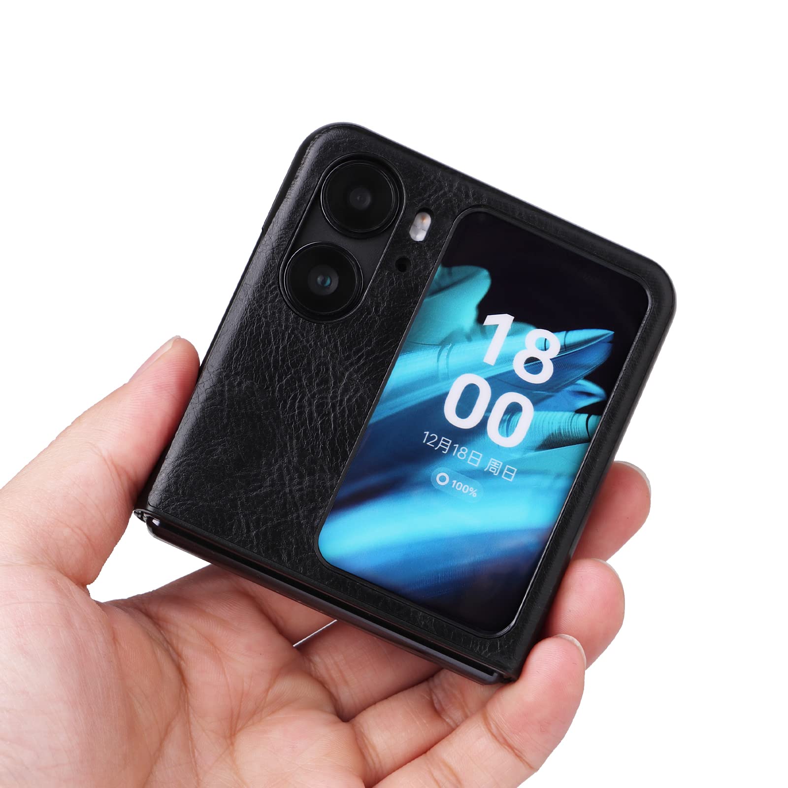 Kukoufey Retro PU Leather Case for Oppo Find N2 Flip 5G CPH2437