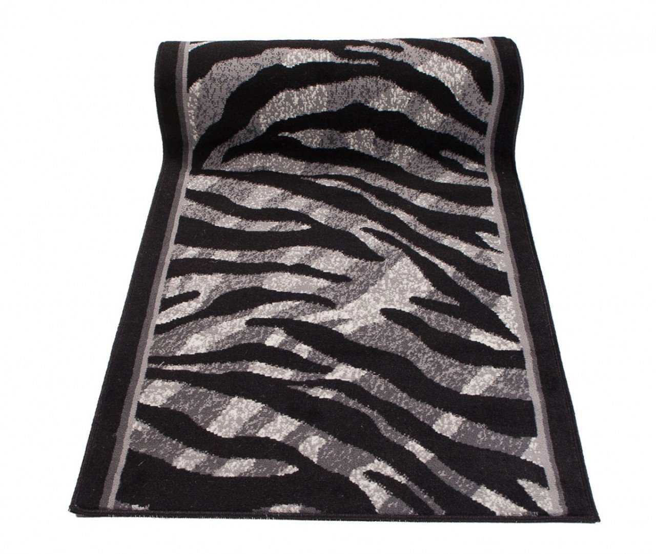 TAPISO Dream Teppich Läufer Flur Brücke Modern Zebra Streifen Tier Muster in Creme Grau Schwarz Korridor Wohnzimmer ÖKOTEX 80 x 320 cm