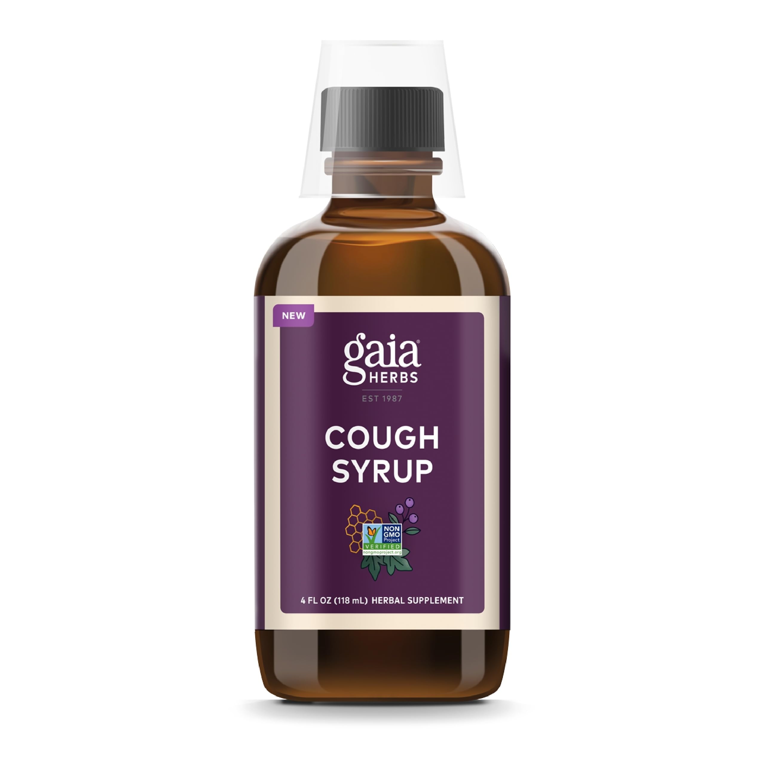 Gaia Herbs Cough Syrup Original - Soothes Occasional Dry Coughs - with Honey, Ivy Leaf, Black Elderberry - 4 Fl Oz
