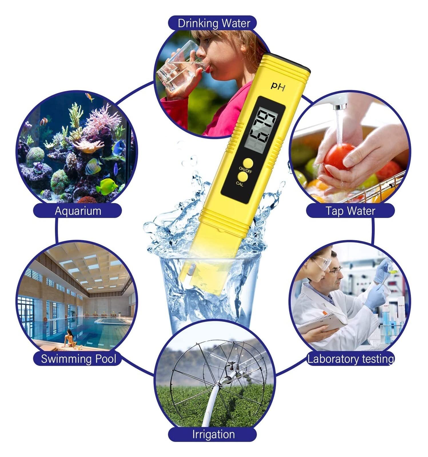 Water Quality Detector Digital PH/TDS/EC Meter Tester Thermometer Pen Water Purity PPM Filter Hydroponic for Aquarium Pool Water (Ph Ec Meter With Box)