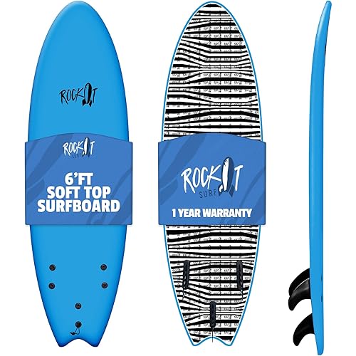 Rock-It 6' Albert Performance Fish Soft Top Surfboard Surf Board, Foam Surfboard, Kids Surfboard, Adult Surfboard, Tabla De Surf, Beginner Surfboard