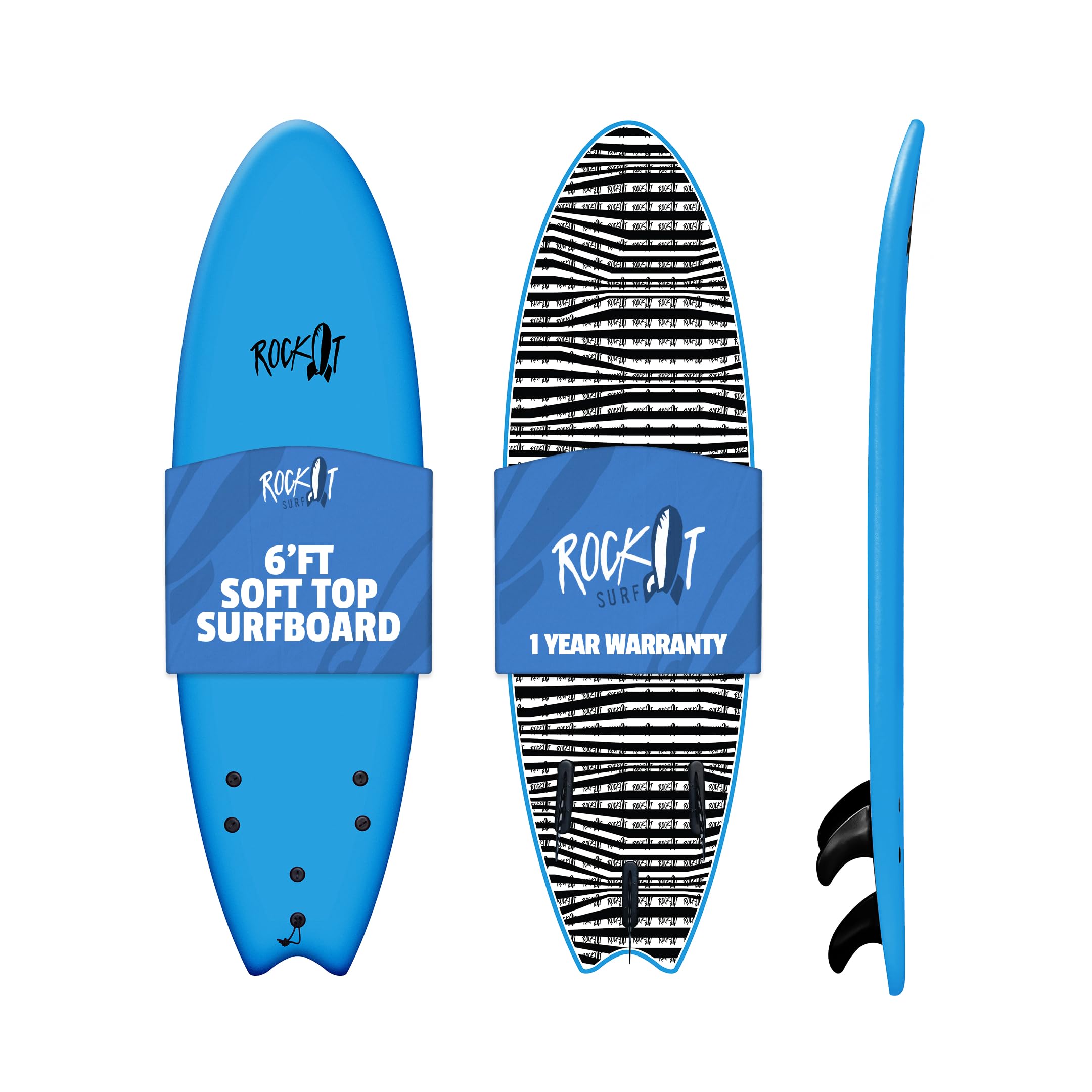 Rock-It 6' Albert Performance Fish Soft Top Surfboard Surf Board, Foam Surfboard, Kids Surfboard, Adult Surfboard, Tabla De Surf, Beginner Surfboard