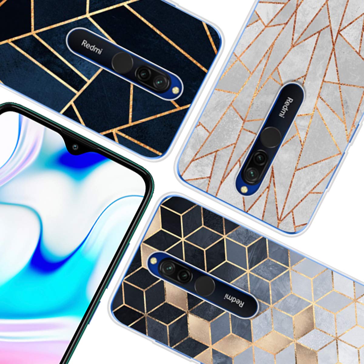 KZIOACSH Cover Xiaomi Redmi 8, [3 Pack] Silicone TPU Morbido Flessibile Custodia Ultra Sottile Cassa Protettiva Custodia Cover compatibel per Xiaomi Redmi 8, Colore 1