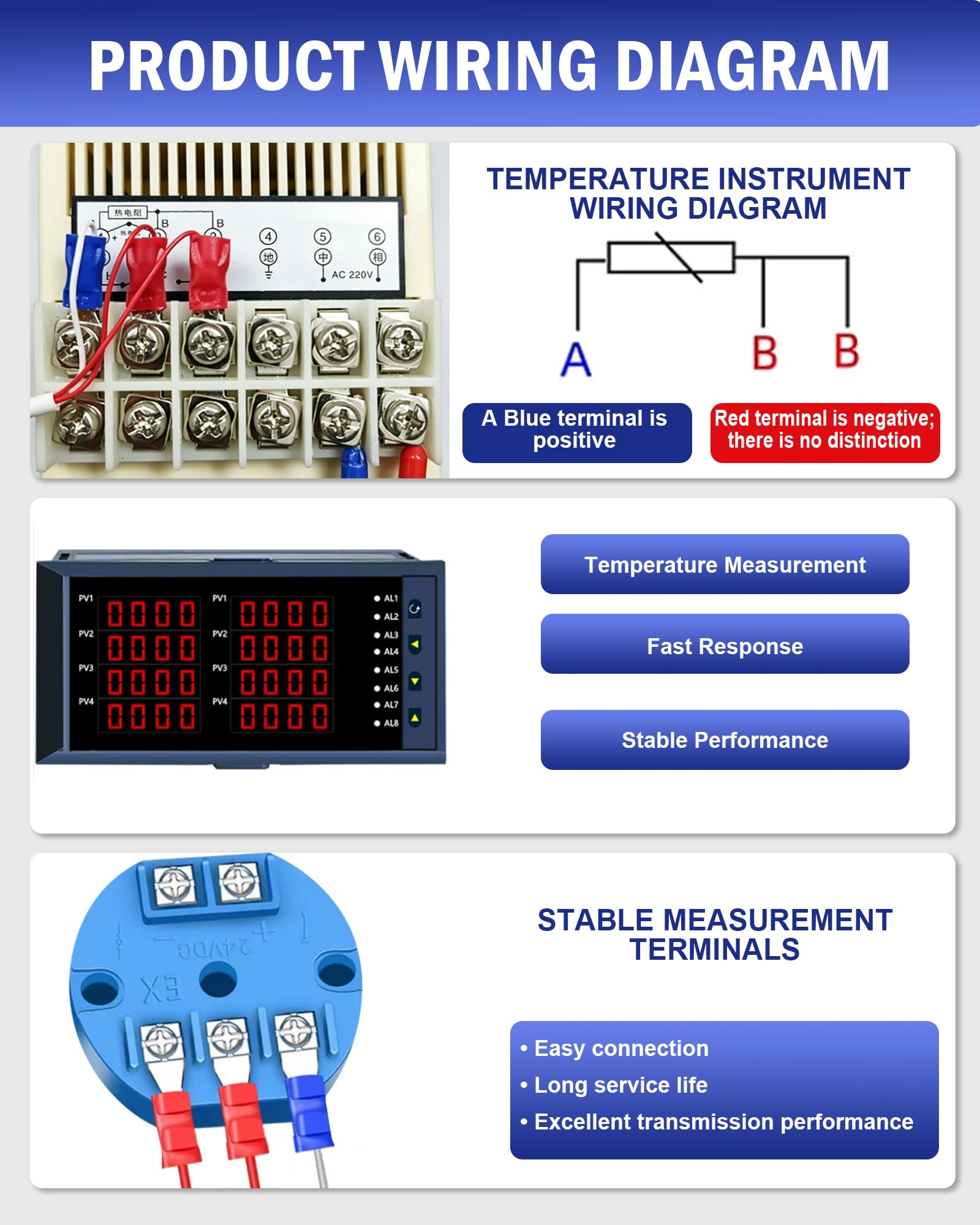 Sonda Czujnika Temperatury, Sonda Czujnika Temperatury Pt100 Wodoodporna 3-przewodowa Sonda Termistorowa Termopara Typu K Do Regulatora Stałej Temperatury 3m