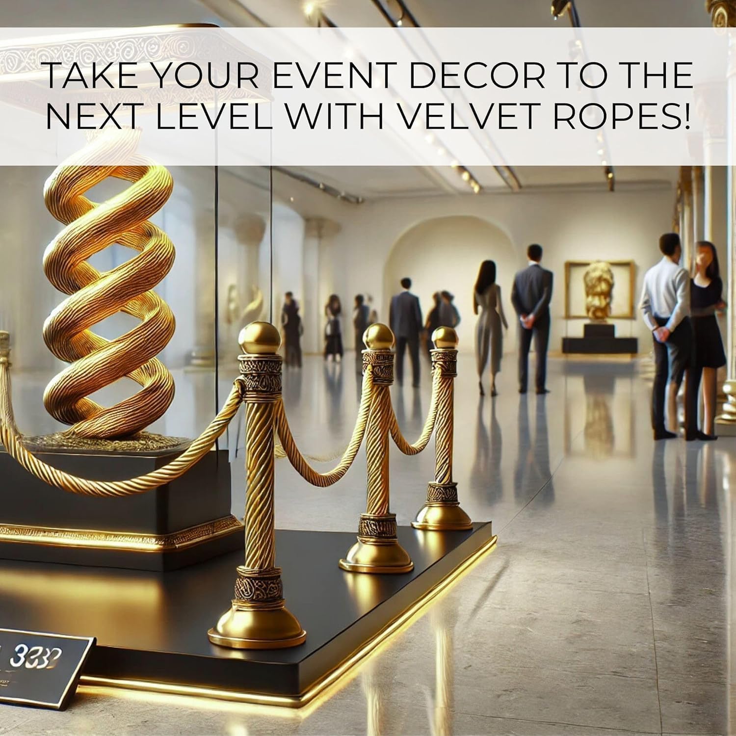 5FT Gold Braided Stanchion Rope Set – 6 Pack Thick Twisted VIP Ropes for Stanchion Posts Elegant Crowd Control Stanchions and Rope Barrier for Events and Parties