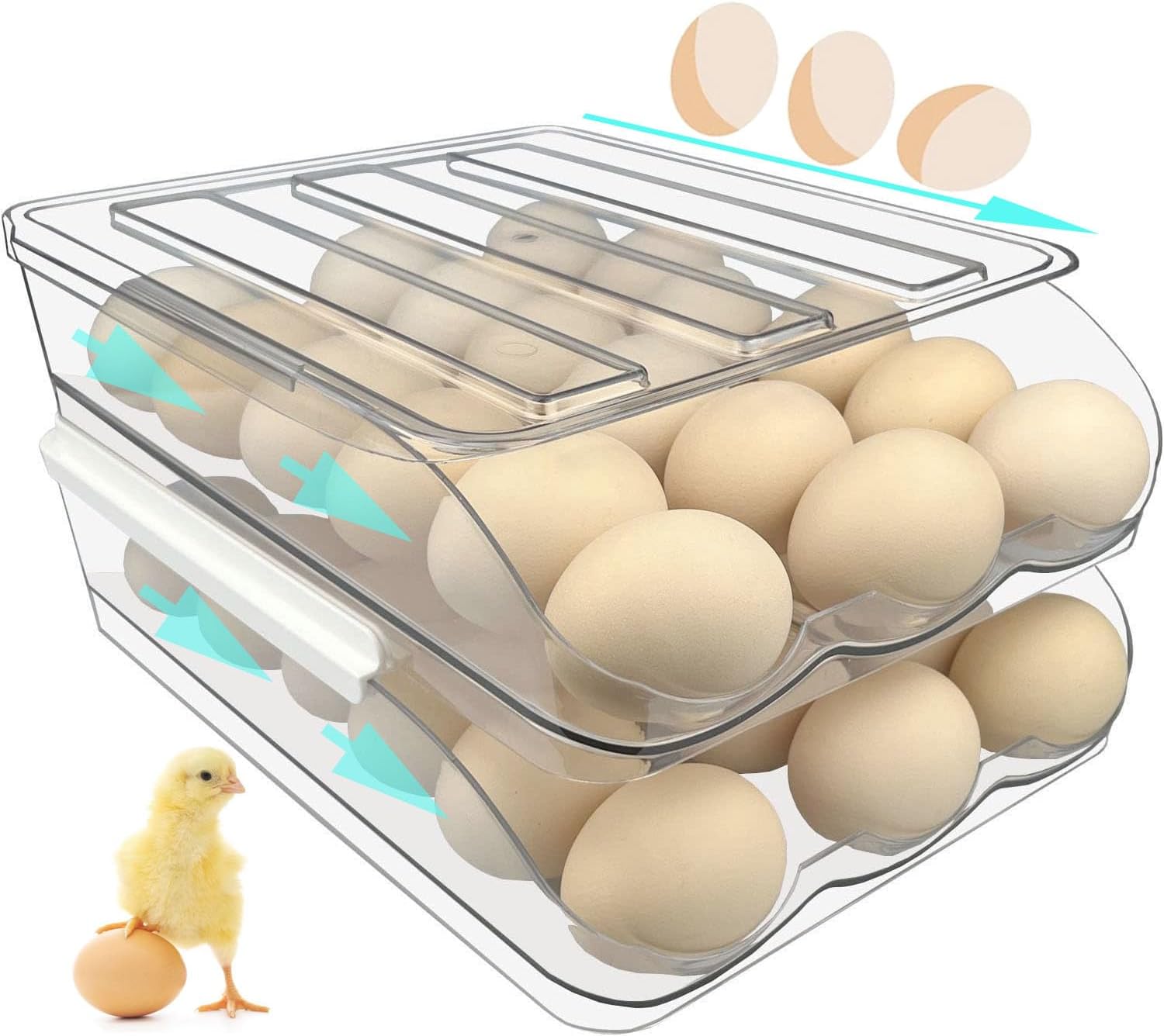 Egg Storage for Fridge,Egg Holder For Refrigerator, Rolling Egg