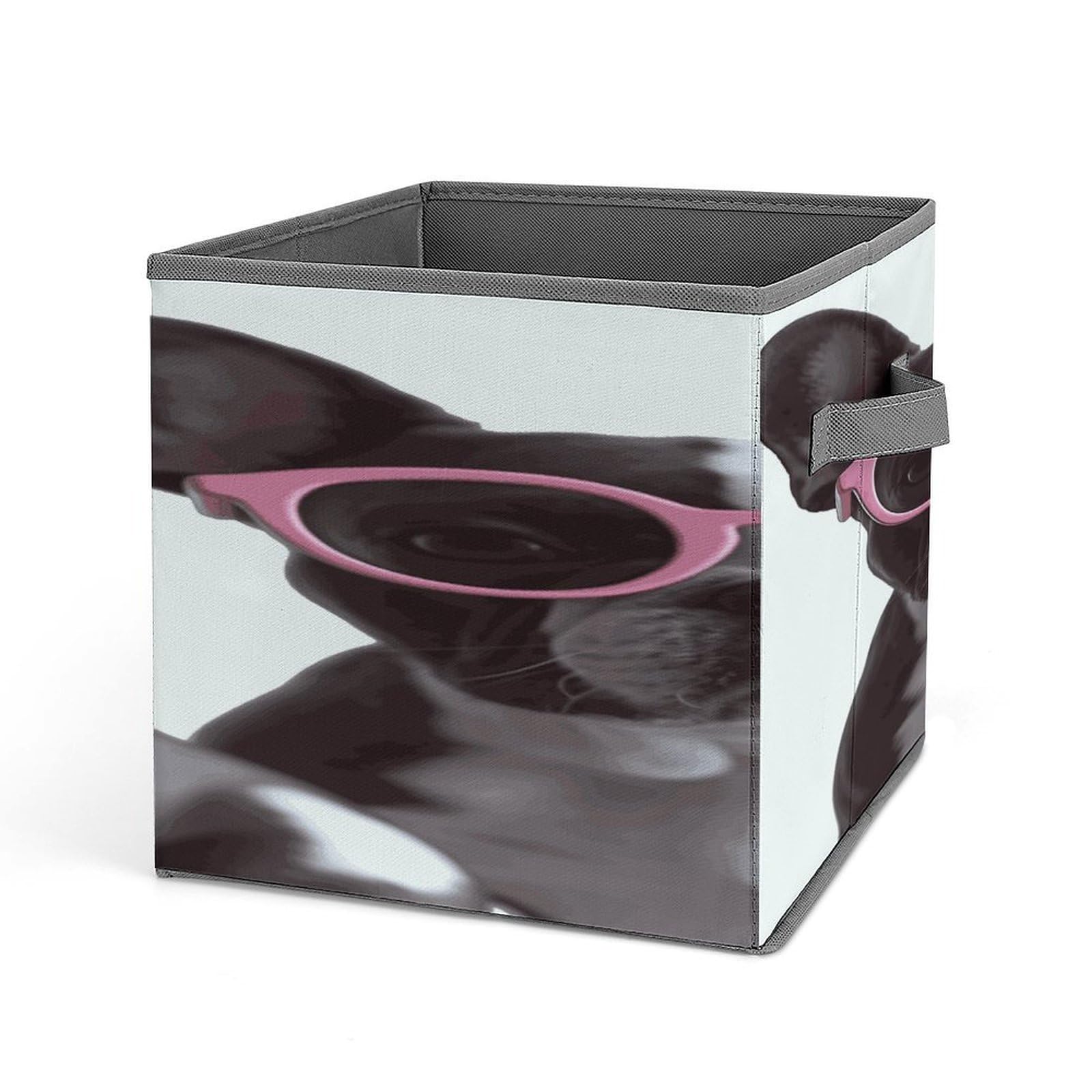 FekiLoot French Bulldog Pink Glasses Storage Bins Storage Baskets