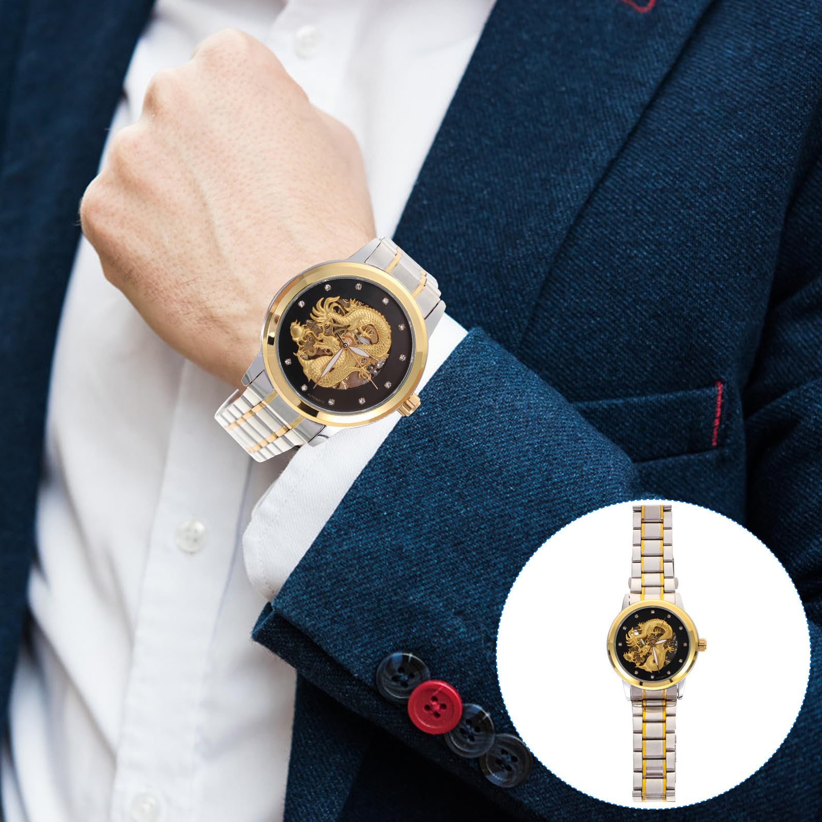 ULTECHNOVO Orologio da Uomo in Acciaio Inox, Meccanico, Traforato