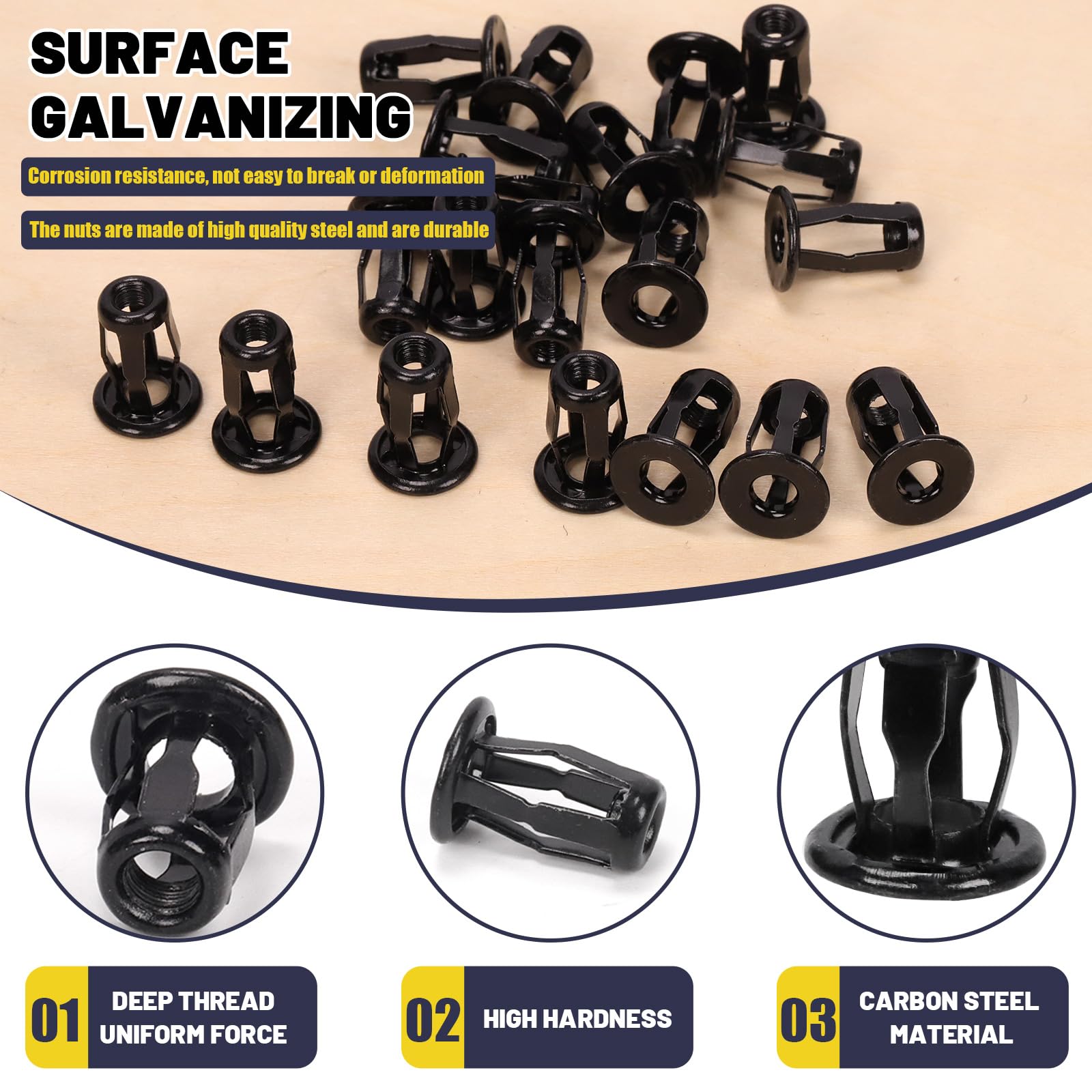 25Pcs M5 Jack Nuts Sortiment Kit, Expansion Insert Nuts Petal Nuts Jack Nut Schraube Anker für Hohlwand Kunststoff Polywood Pressboard Hardboard (M5 -Schwarz)