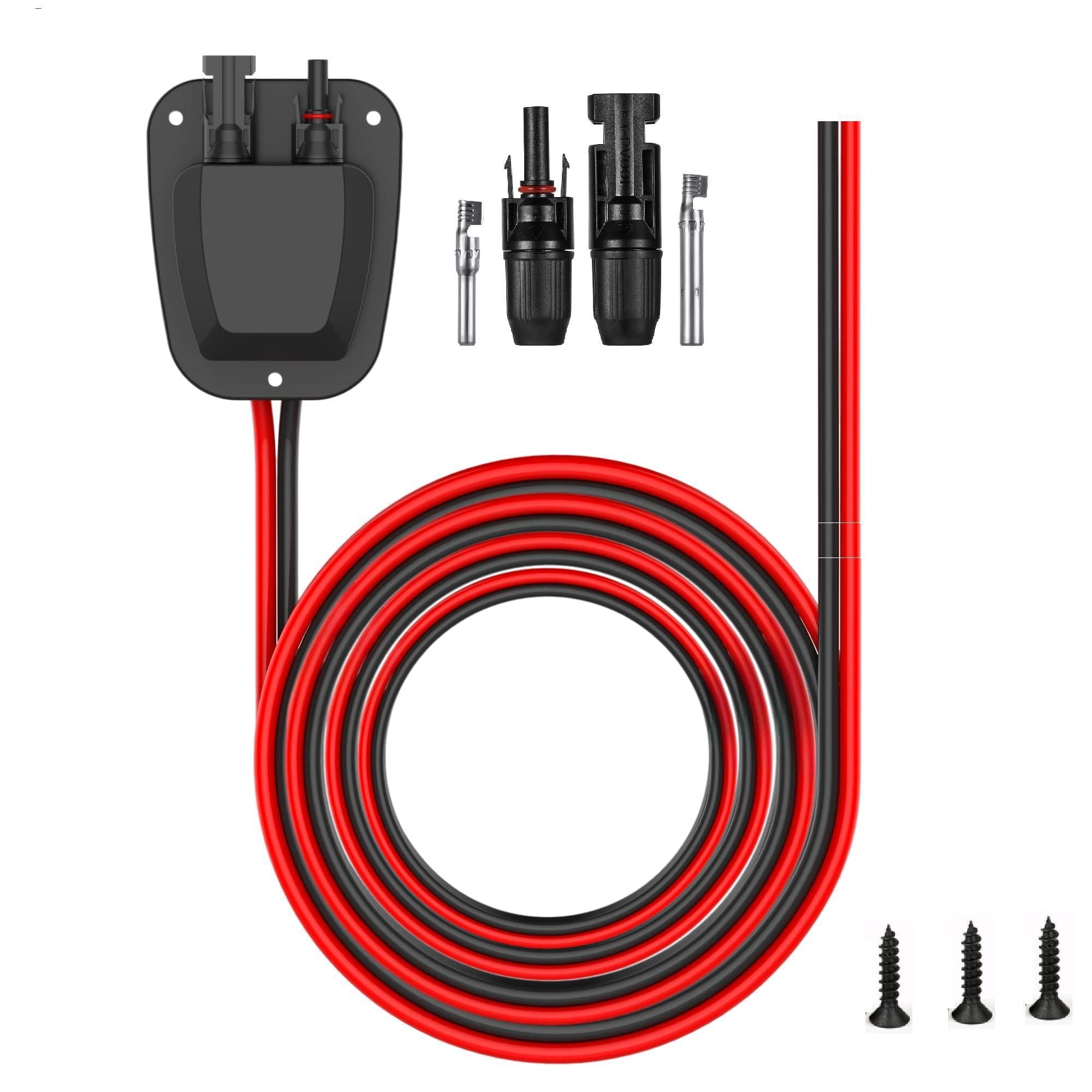 Cavo di prolunga per pannello solare a doppio ingresso per pannello solare installato - Cavo per pannello solare da 10 AWG, 6 m, con connettori solari per camper, camper, camper e progetti solari,